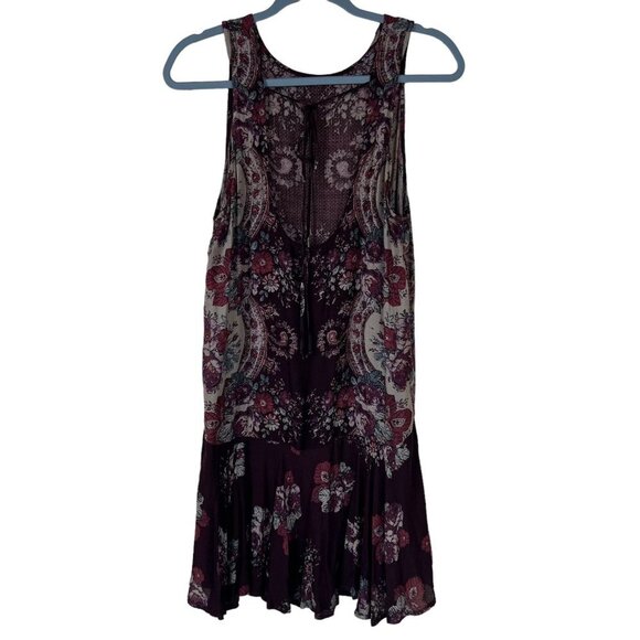 Free People Woman Small Paisley Print Flowy Hem Slip Dress Boho Festival - Picture 4 of 9